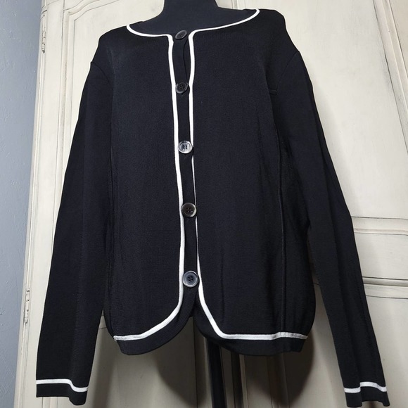 Jones New York Knit Collection Smooth Heavyweight Contrast Trim Cardigan✨️XL - Picture 12 of 12